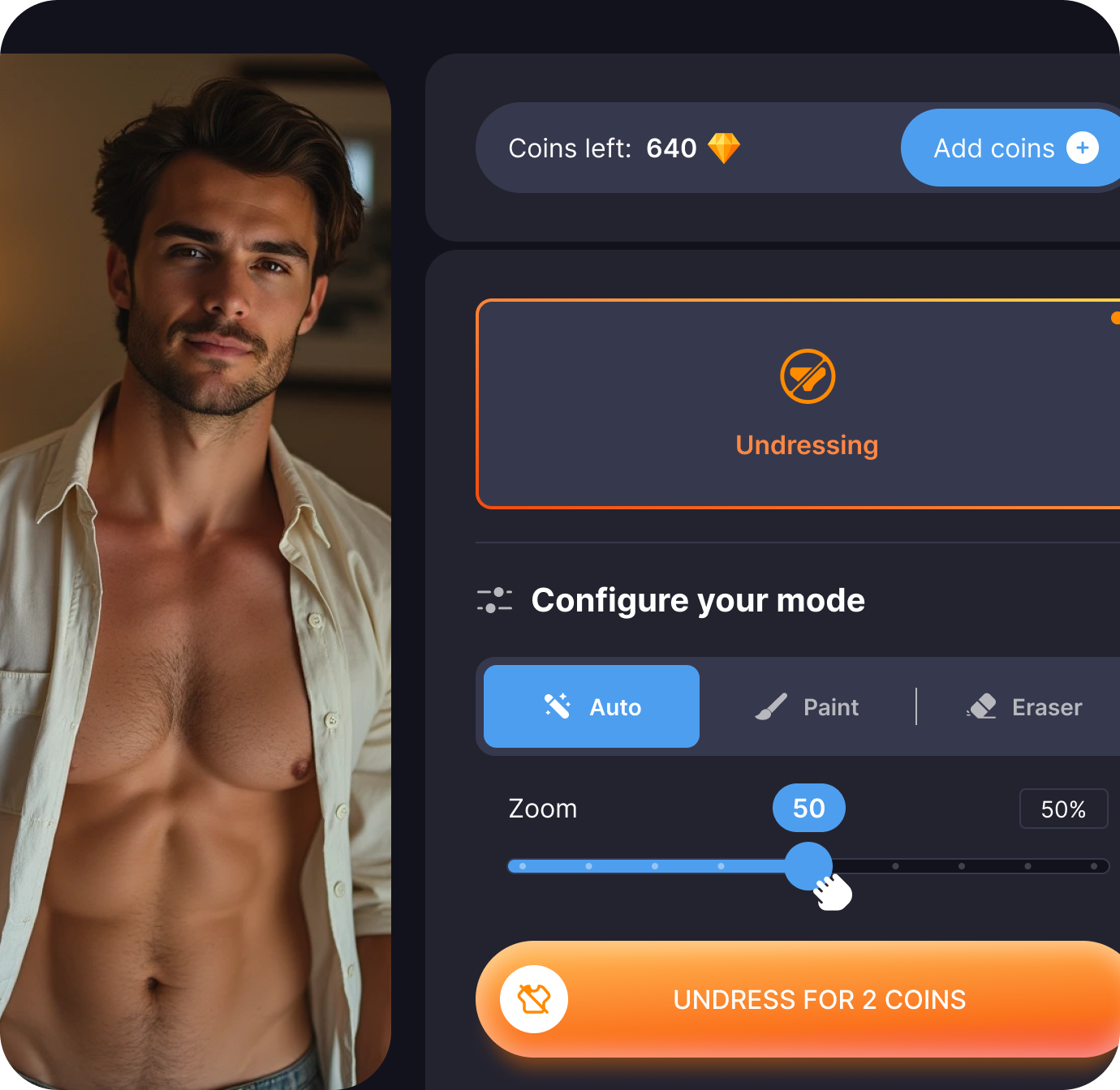 free male undress ai